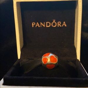 Pandora red enamel hearts sterling silver charm
